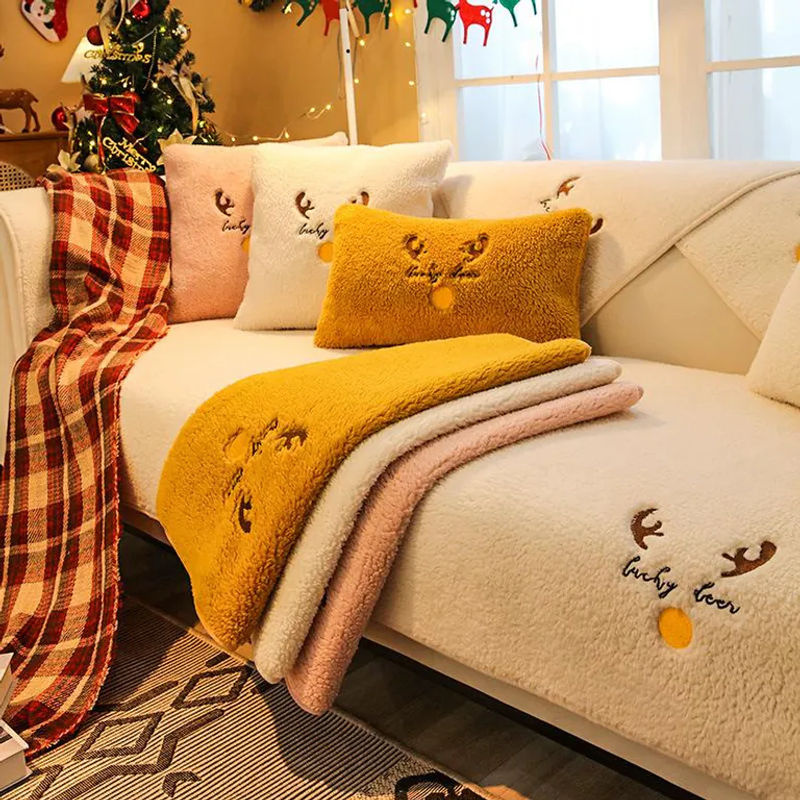 Super Six Lammwolle Sofa Überwurf aus weichem Plüsch in Grün, B/T: 70 x 70 cm - Bild 2