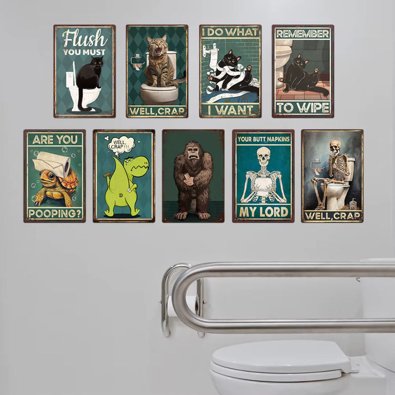 Putuo Decor Vintage Metallschild Toilette Retro Wandkunst Plakette mehrfarbig B: 30,15 cm, H: 20 cm - Bild 3