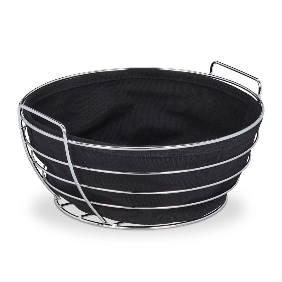 Relaxdays Brotkorb aus Metall mit Stoffeinsatz in Schwarz, B: 23 cm, H: 11 cm - Bild 2