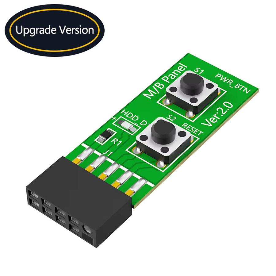 DIY PC Montage Werkzeug 10Pin 2x5Pin Mainboard Schalt Tester Adapter mit Reset Taste in Grün - Bild 2