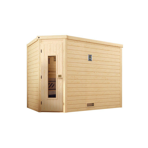 Weka Massivholzsauna Turku aus Fichtenholz mit 3 Sparsets, 7,5 kW BioS Holztür, Farbe: braun, B/H/T: 248 x 205 x 198 cm - Bild 2