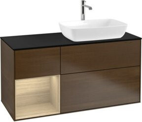 V&B Waschtischunterschrank Finion Wandbeleuchtung in Walnuss und Eiche, Breite: 120 cm, Tiefe: 50,1 cm, Höhe: 50,1 cm - Bild 1