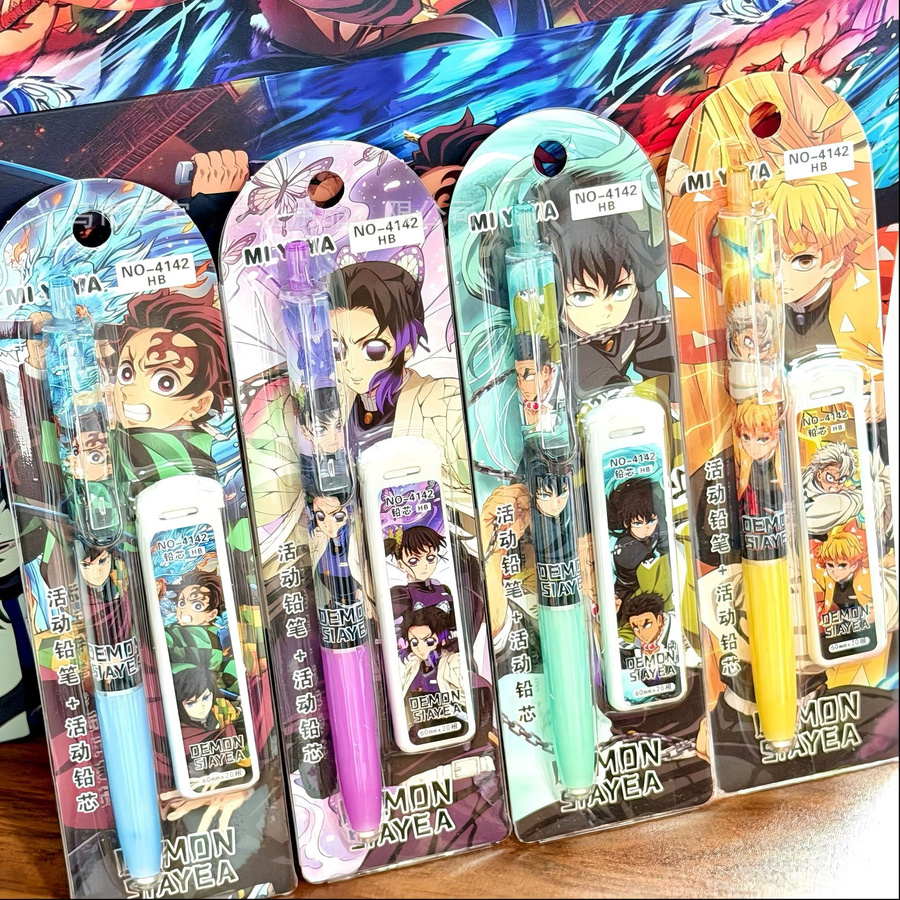 Bandai Demon Slayer Anime Automatischer Bleistift mit 0,5 mm HB Minen in Mehrfarbig für Schule und Büro - Bild 2
