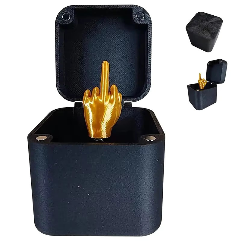 Bandai Mittelfinger-Box Lustiges Schreibtisch-Ornament in Gold für Erwachsene - Bild 2