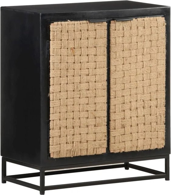 vidaXL Sideboard im industriellen Stil aus Mango-Massivholz und Eisen in Schwarz, B/T/H: 60 x 35 x 70 cm - Bild 1