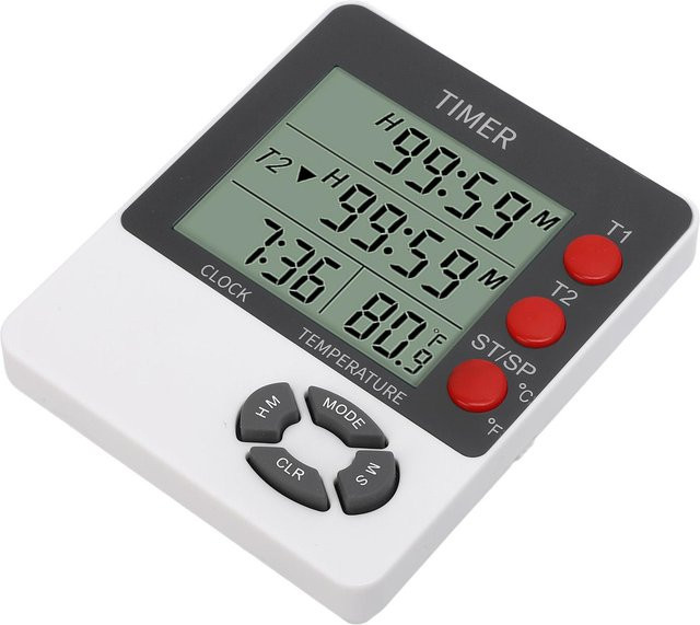mfySpace Digitaler Timer mit großer LED-Anzeige und Temperaturmessung für Kochen und Backen in Schwarz oder Weiß - Bild 1