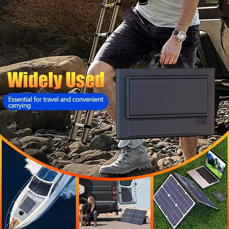 SNQP Faltbares Solarpanel-Set mit 18V Kraftwerk, tragbares Netzteil mit USB und DC für Camping, Wohnmobil und Boot, Schwarz - Bild 2