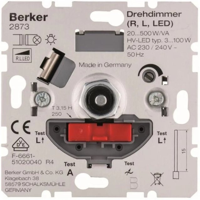 Berker Drehdimmer für LED, R, L (20-500W/VA), Weiß - Bild 1
