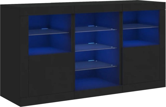 vidaXL Sideboard modern in Schwarz mit integrierter LED-Beleuchtung, B/T/H: 123 x 37 x 67 cm - Bild 1
