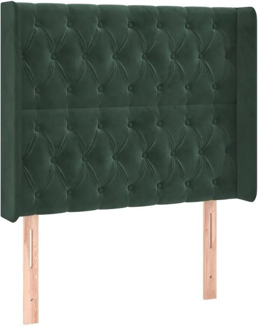 vidaXL LED Kopfteil aus Samt in Dunkelgrün mit USB-Ladeport und integrierter Beleuchtung, B/T/H: 93 x 16 x 118-128 cm - Bild 1