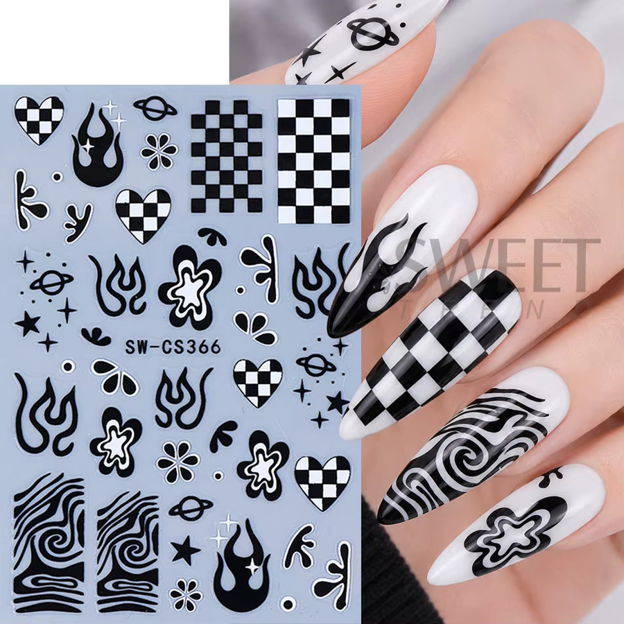 SWEET TREND Nagelaufkleber, Schwarz-Weiß, 2 Stück - Bild 3