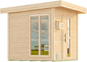 WEKA Design-Saunahaus Kuopio 2 aus Blockbohlen in Natur und Brown, B/H/T: 263 x 303 x 253 cm - Bild 3