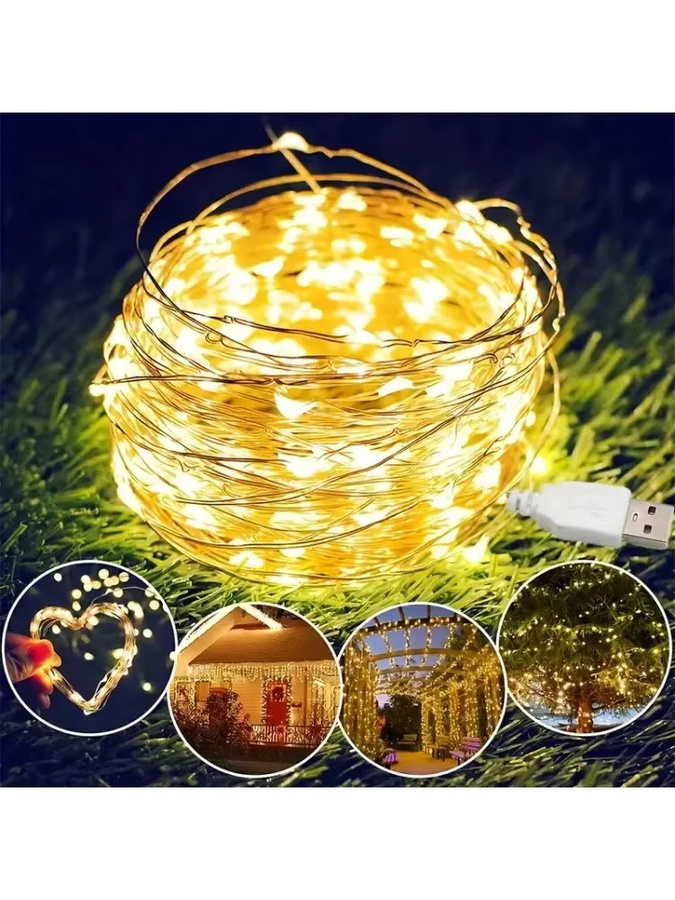 OKAL RED EAST USB LED-Lichterkette mit Kupferdraht in Warmweiß für Garten, Party und Hochzeit - Bild 4