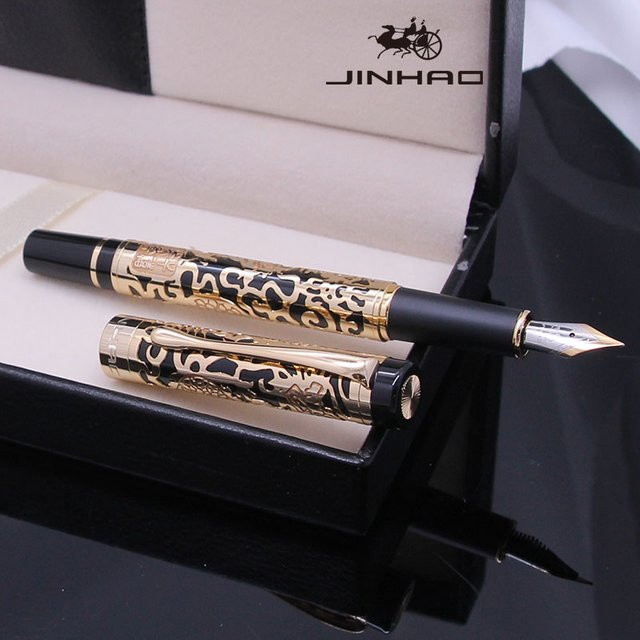 Jinhao 5000 Vintage Füllfederhalter aus Metall mit Drachenstruktur in Antikgrau - Bild 1