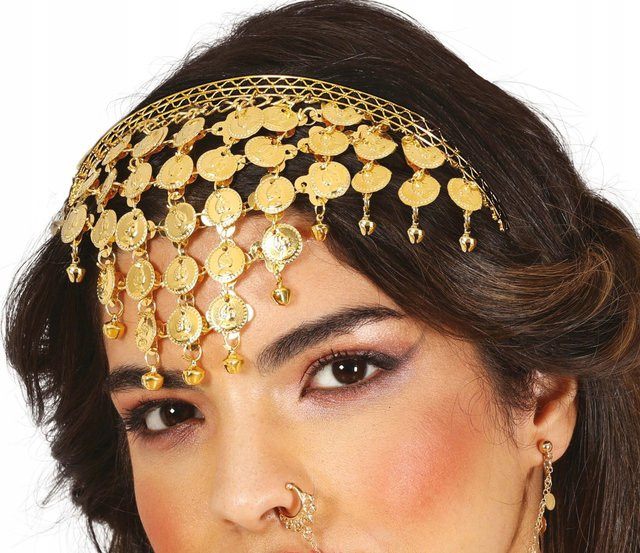 Arabisches Stirnband, goldene Münzen Medaillons, beige, Unisex - Bild 1
