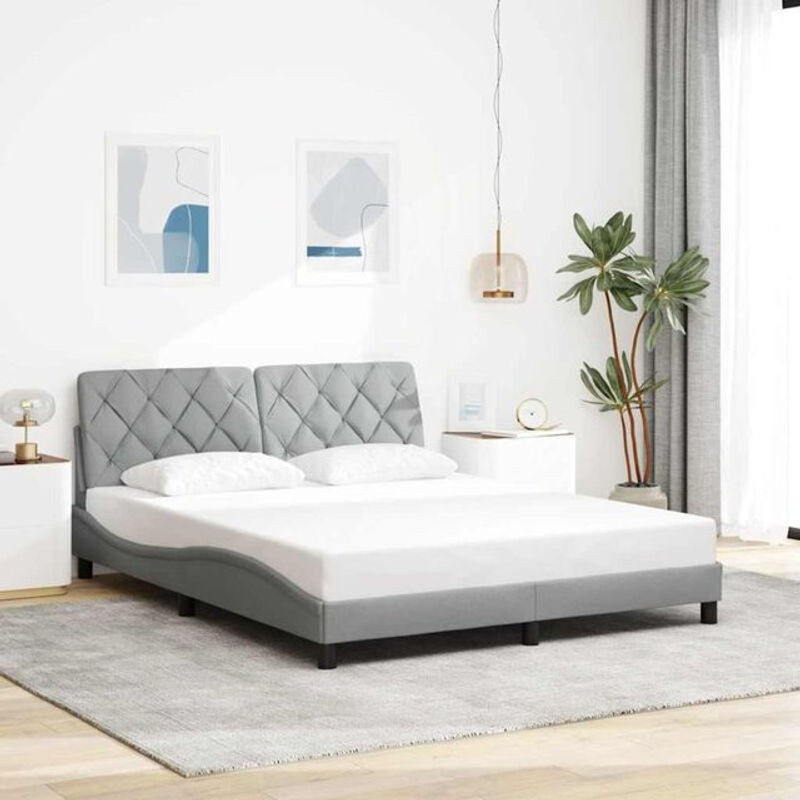 Modernes Polsterbett vidaxl aus Stoff in Grau, B/T: 160 x 200 cm - Bild 1