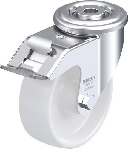 Blickle Lenkrolle LER-PPN 100G-FI mit Feststeller in Silber und Weiß, Rad-Durchmesser: 100 mm, Tragfähigkeit: 150 kg - Bild 1