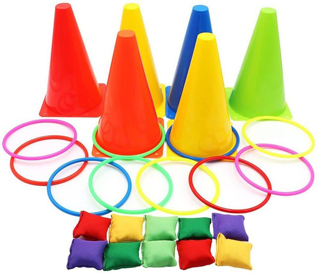 Fishine Karnevalsspiele Set, Verkehrskegel und Wurfringe, Rot, Bunt / Mehrfarbig - Bild 1