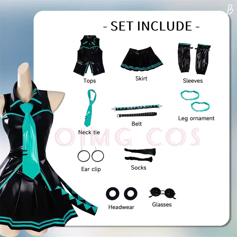 Mikuu Cosplay Dienstmädchen-Uniform Kostüme, Rollenspiel, Schwarz, Unisex - Bild 2