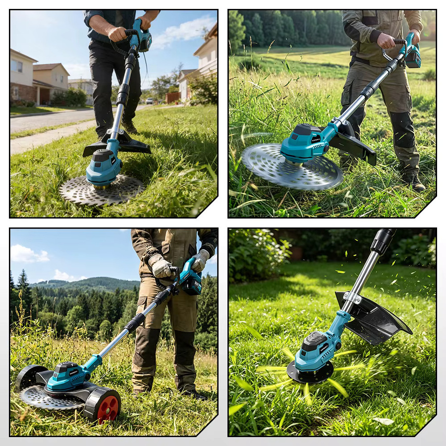 YOFIDRA Bürstenloser elektrischer Rasenmäher und kabelloser Rasentrimmer 9 Zoll, verstellbares Gartenschneidewerkzeug für Makita 21V Akku LXT - Bild 4