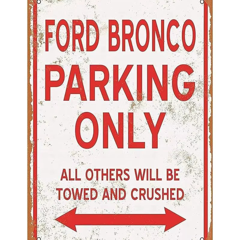 Linqian Metallschild Bronco Parking ONLY im Vintage-Look als Wanddekoration, B/H: 20 x 14 cm - Bild 2