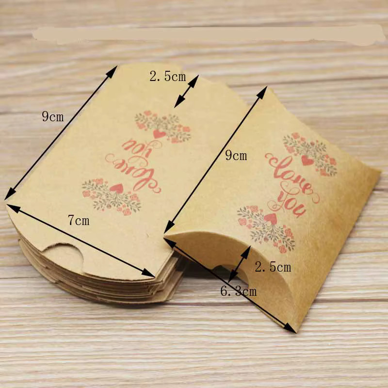 10 Stück Kraftpapier Geschenkkartons in Kissenform für Hochzeiten und Geburtstage B: 9 cm, T: 7 cm, H: 2,5 cm - Bild 2