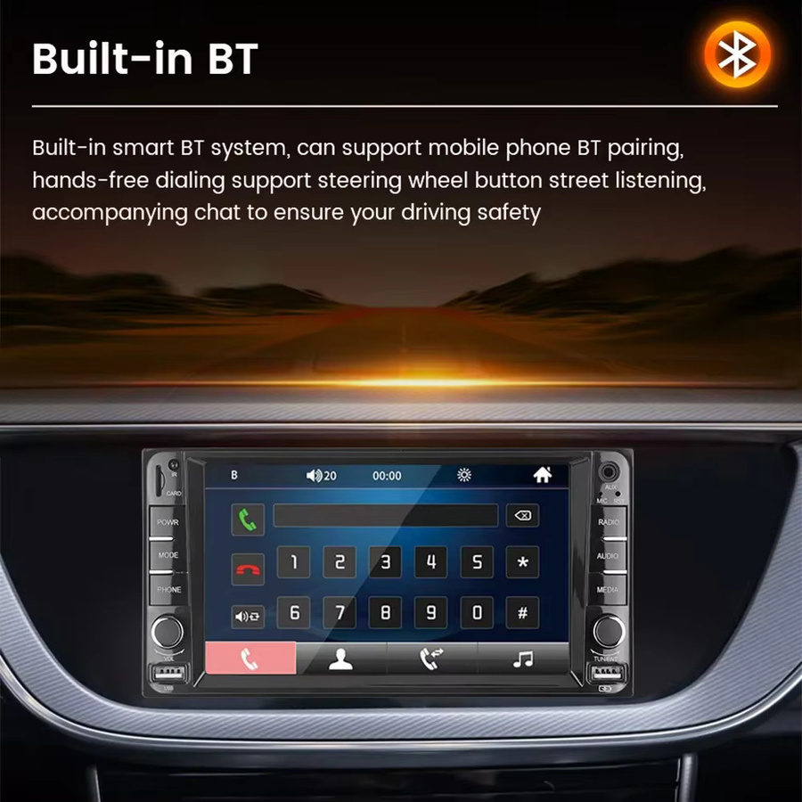 AUTOSHARK 2DIN Universal-Autoradio mit 7 Zoll Display und Carplay für Toyota Modelle in Schwarz - Bild 2