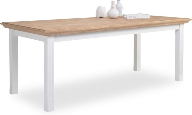 Esstisch WEHRSDORFER MAISONETTE modern aus Asteiche in Weiß, ausziehbar, B: 200 cm, T: 90 cm, H: 75 cm - Bild 1