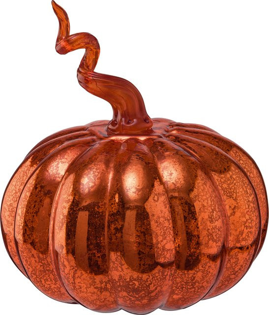 LIVARNO LED-Deko-Kürbis für Halloween in Orange und Gold, Tischdeko-Figur, Breite: 15,0 cm, Höhe: 17,0 cm - Bild 1