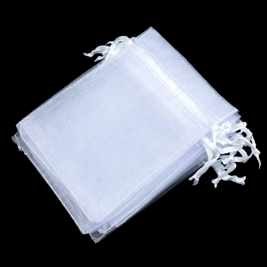 Weiße Organza-Geschenkbeutel mit Kordelzug für Schmuck und Party-Zubehör - Bild 5
