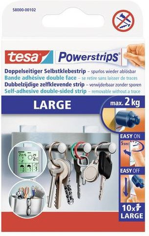 tesa Powerstrips Large doppelseitige Klebestreifen Weiß 10 Stück - Bild 1