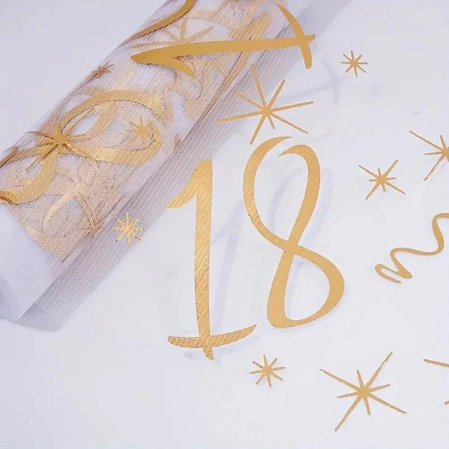 Sole Street Tischläufer für Geburtstag als Partydeko in Gold, B/L: 28 x 275 cm - Bild 1