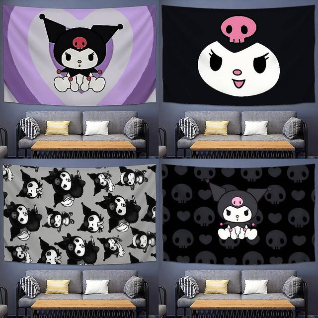 Mesuca Wandteppich Kuromi Design in Lila, moderner Textil-Wandbehang mit Fotodruck, rechteckig - Bild 1