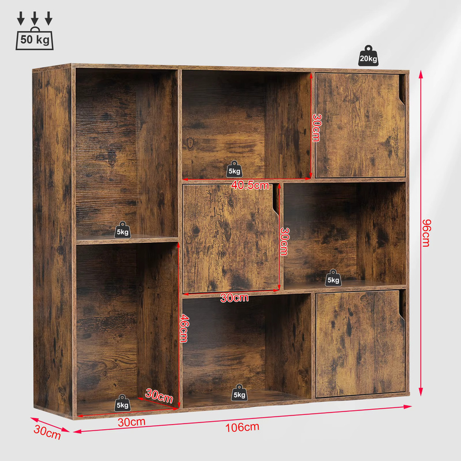WOLTU Stehendes Bücherregal in Braun mit 8 offenen Fächern und Rückwand für Büro und Wohnzimmer - Bild 3