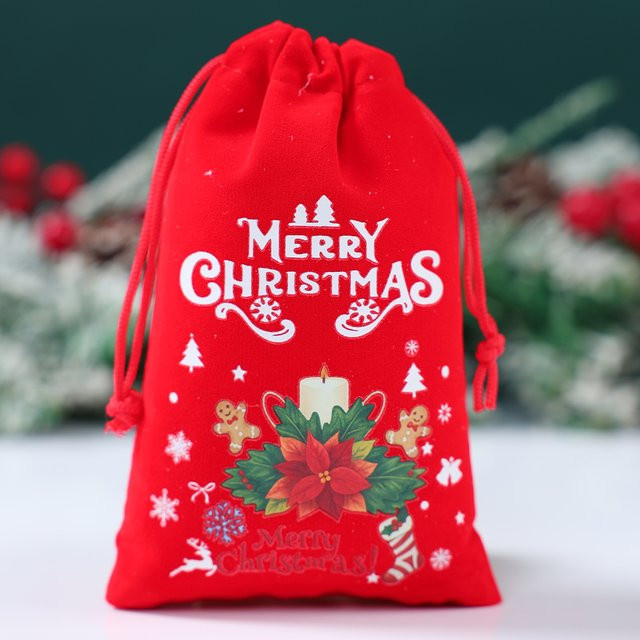 PATIMATE 6er Set Leinen-Geschenkbeutel mit Kordelzug in Braun für Weihnachten und Silvester - Bild 1