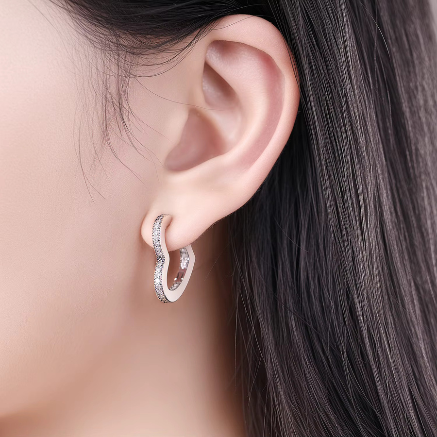 CYCUFF Ohrringe Creolen, S925 Sterling Silber, herzförmig, Damen - Bild 2