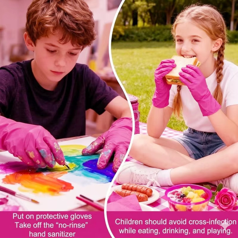 INMAICH Nitril-Einweghandschuhe für Kinder in Blau und Pink, latexfreie Reinigungshandschuhe zum Basteln, Malen und Gärtnern für 6- bis 15-Jährige - Bild 5