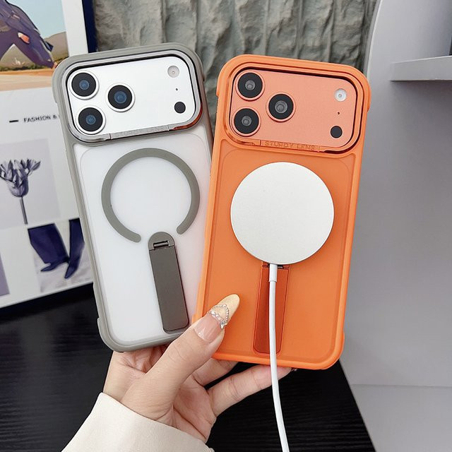 Magnetische faltbare Standhalterung Handyhülle AKABEILA für iPhone kompatibel mit MagSafe in Grün - Bild 1
