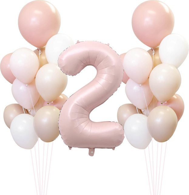 17-teiliges Ballon-Set in Rosa mit Latex- und Folienballons für Kindergeburtstage und Partydekorationen - Bild 1