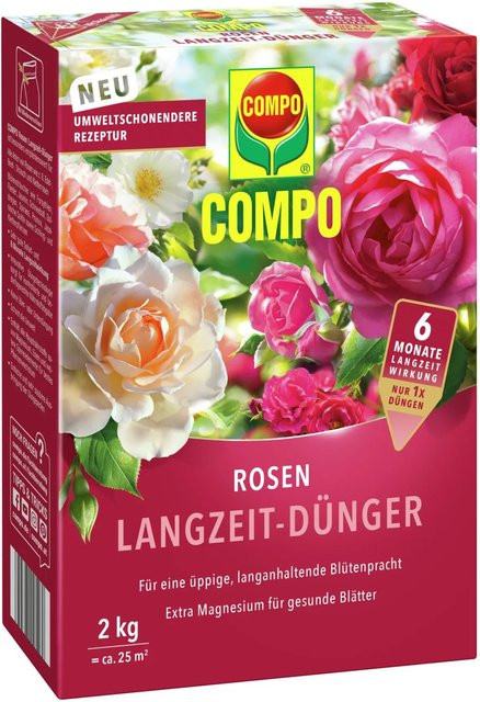 Compo Rosen Langzeit-Dünger für Rosen, Blütensträucher und Kletterpflanzen, 2 kg - Bild 1