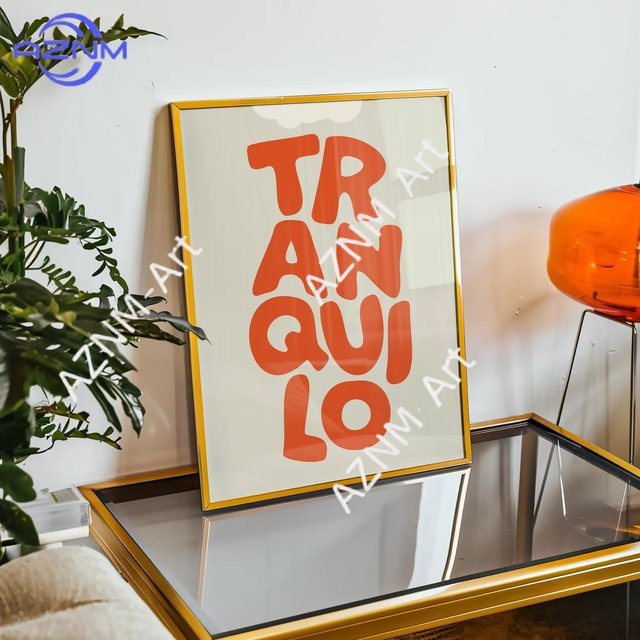 KAYOU Boho Tranquilo Wandkunstdruck als Leinwandgemälde mit Retro Typografie in Orange Cream - Bild 1