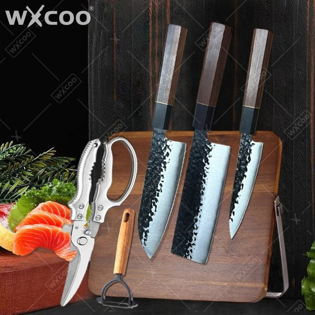 WXCOO Handgeschmiedetes Entbeiner-Messer aus Hochkarbon-Stahl mit Rosenholzgriff in Silber - Bild 1
