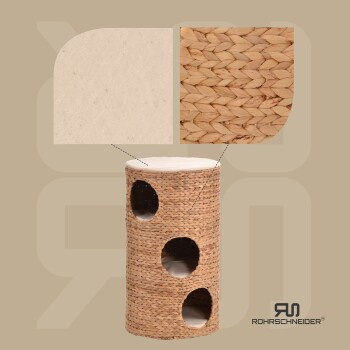 Rohrschneider Katzentonne Montana aus Wasserhyazinthe in Braun mit integriertem Spielkugelset - Bild 2