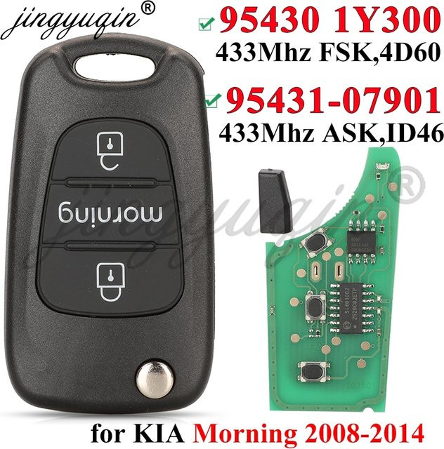 Jingyuqin Autoschlüssel-Fernbedienung für Kia Morning, 433 MHz ASK/FSK, ID46/4D60, Farbe: Schwarz - Bild 1