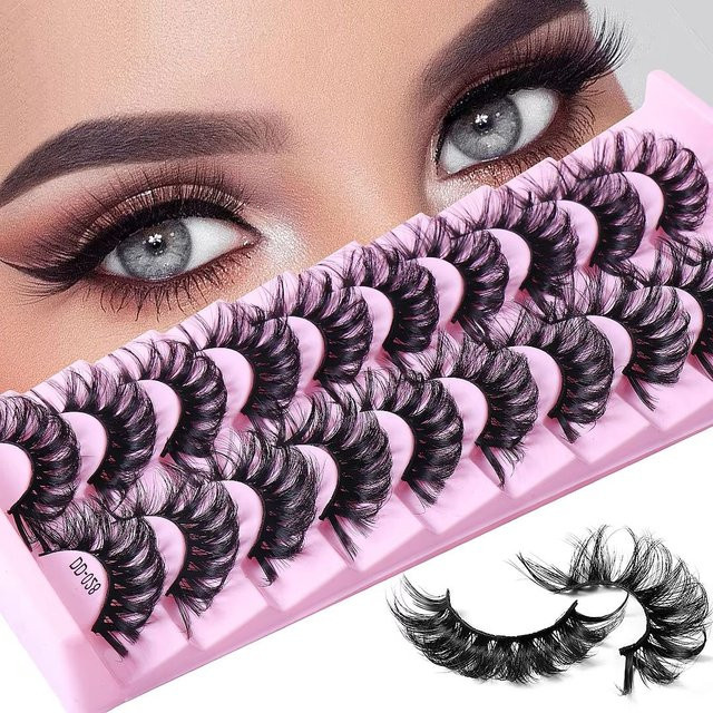 JIEFUXIN Künstliche Wimpern 3D Volumen, Black, 10 Paar, Unisex - Bild 1
