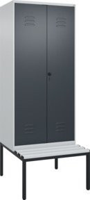 C+P Spind Classic PLUS Schwarz-Weiß-Spind mit unterbauter Sitzbank, 2 Abteile, B/T/H: 212 x 80 x 81,5 cm - Bild 1