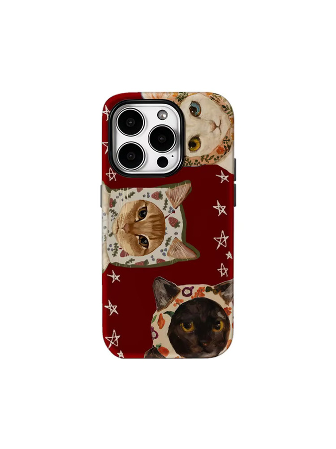 Handyhülle mit skurrilen Katzen in Mützen für Apple iPhone 17 16 15 14 13 12 11 Pro Max Plus mit doppelschichtiger Rückseite - Bild 6