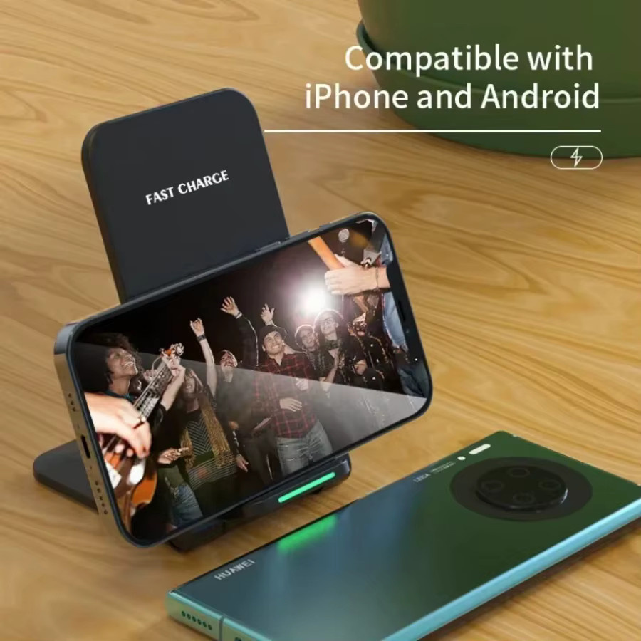 VIKEFON Kabellose Induktive Schnellladestation in Schwarz für iPhone, Samsung und Xiaomi - Bild 3