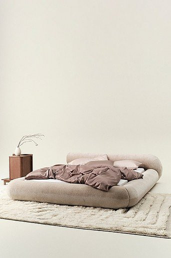 Jotex PATH Bettrahmen Beige mit Polsterung und Kiefernholz, B/T/H: 180 x 200 x 232 cm - Bild 1