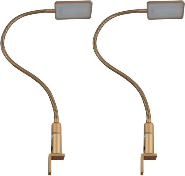 Kalb LED Bettleuchte 2er Set, dimmbare Leseleuchte mit flexiblem Schwanenhals, Messing Matt, Warmweiß - Bild 1